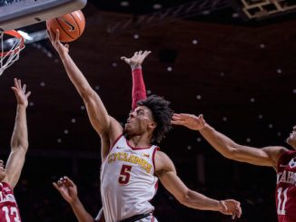 Over the next few weeks, Iowa State will get back four key players from last season, including star point guard Lindell Wigginton (#5). (Photo courtesy of Iowa State Athletics)